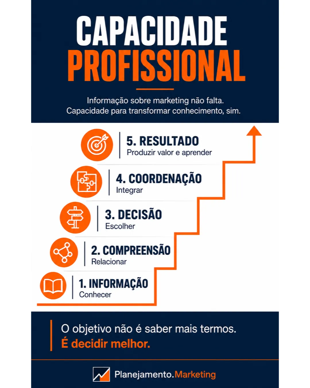 Evolução da capacidade em marketing da informação até resultados.