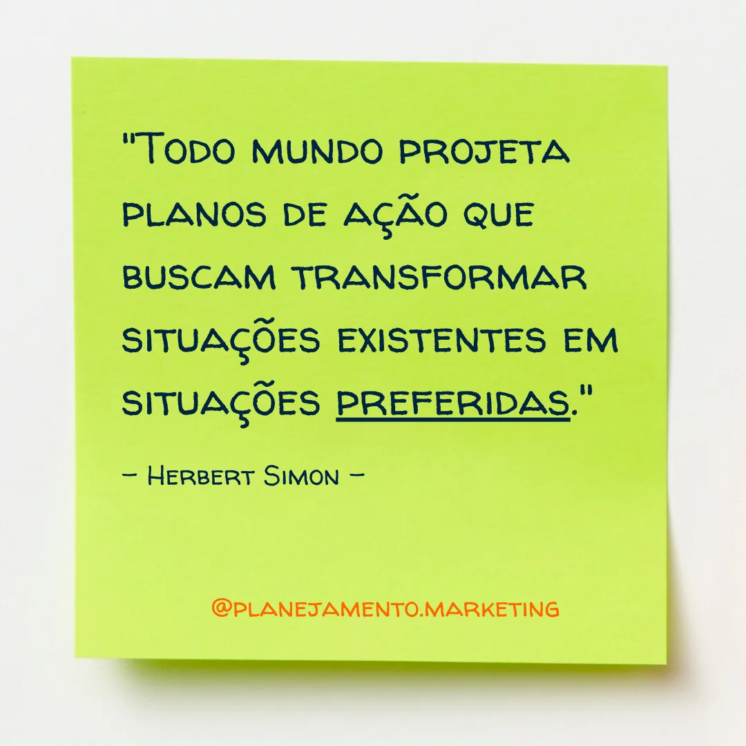 Citação de Herbert Simon sobre transformar situações existentes em preferidas — imagem 1