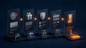 Landing page que converte: cinco etapas eliminam dúvidas de relevância, valor, confiança, esforço e ação.