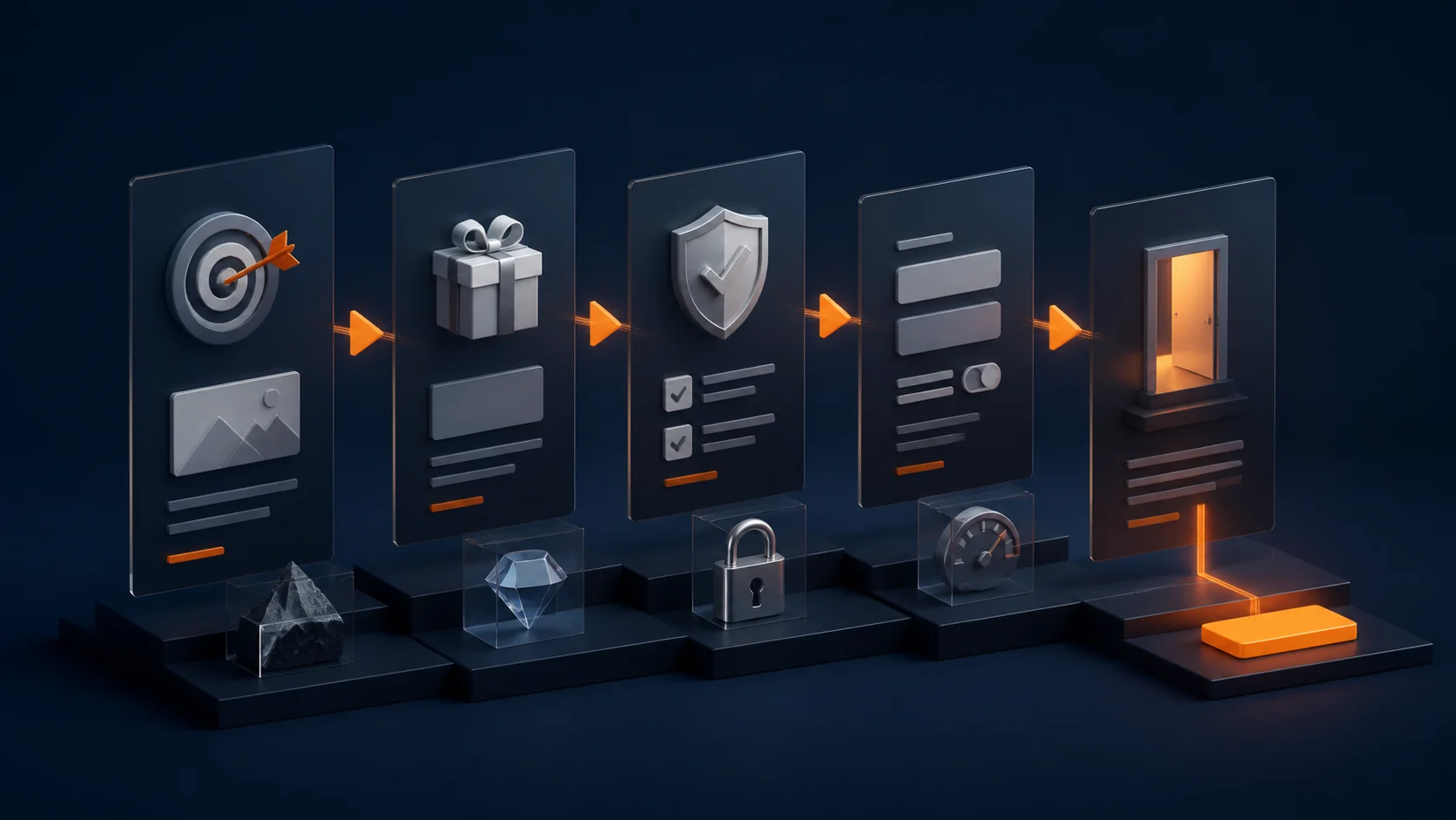 Landing page que converte: cinco etapas eliminam dúvidas de relevância, valor, confiança, esforço e ação.