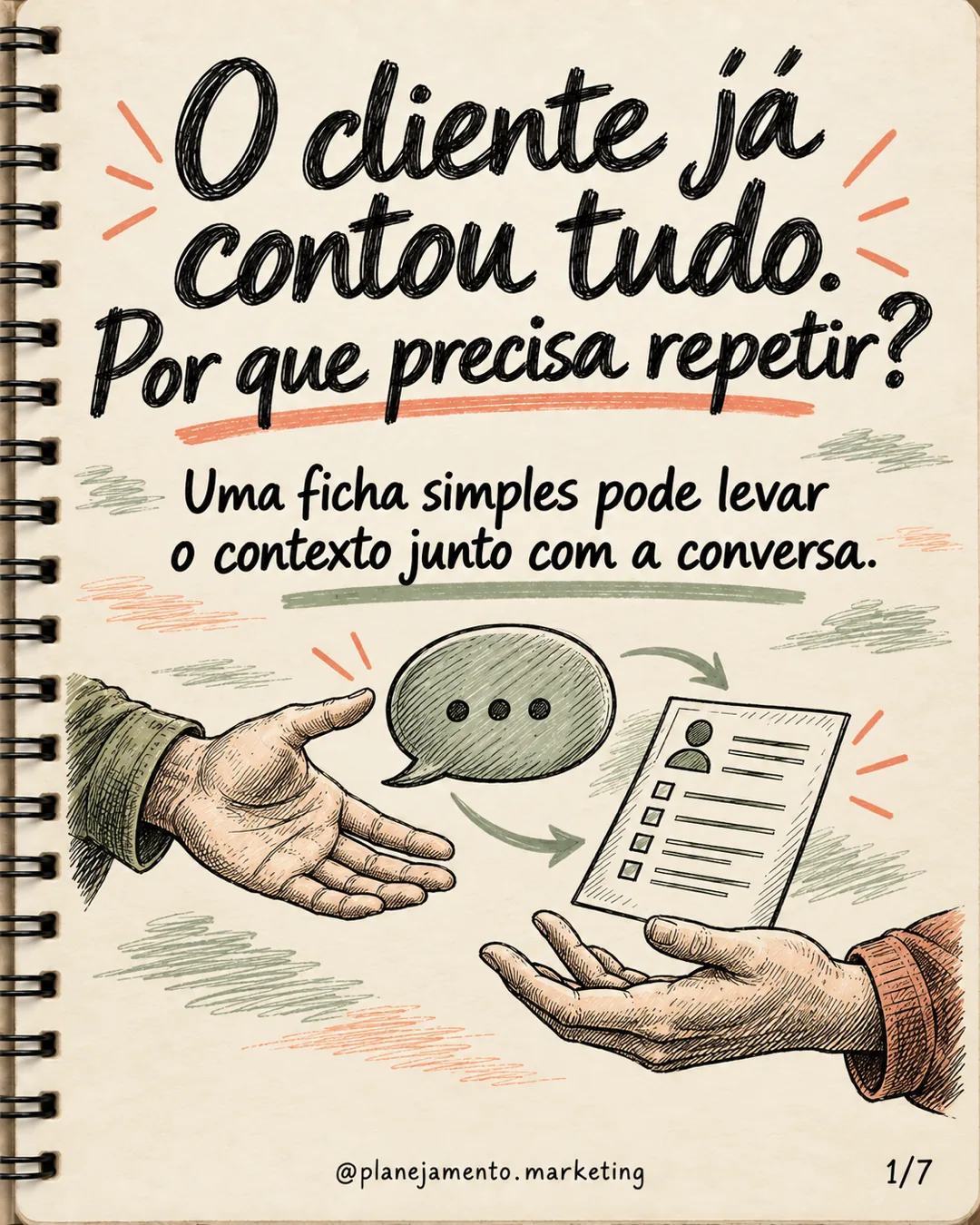Passagem de atendimento: ficha de 6 campos para preservar o contexto — parte 1 de 7