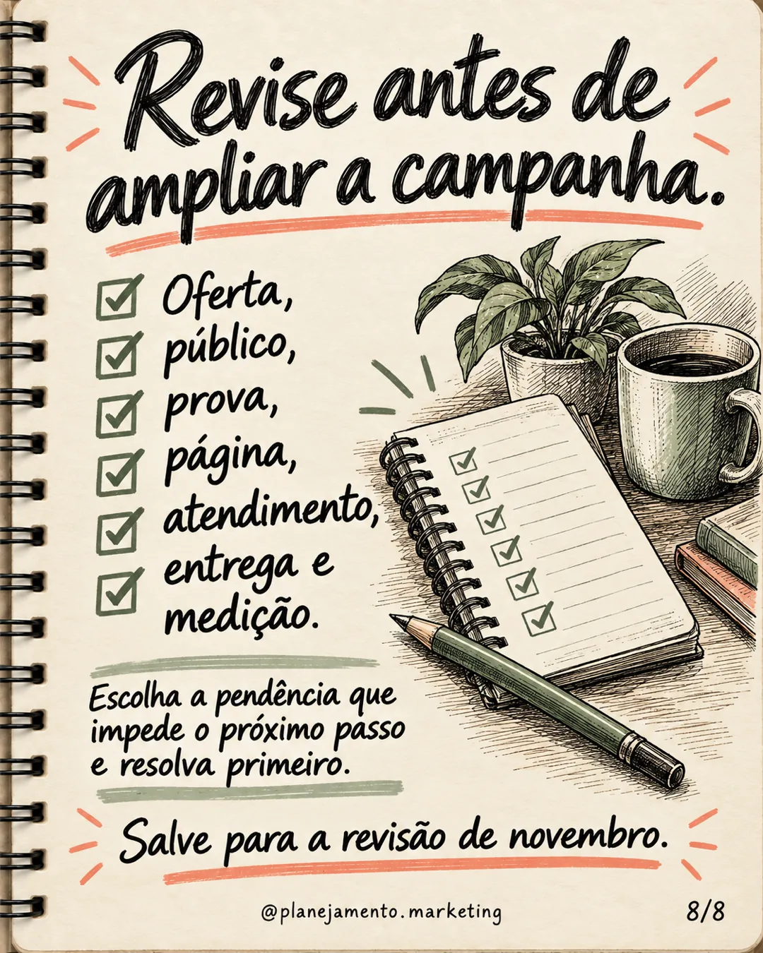Checklist de prontidão da campanha de novembro: 6 blocos — parte 8 de 8